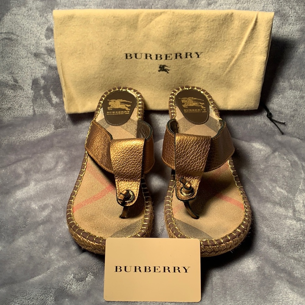 Burberry Gold Wedge Espadrilles